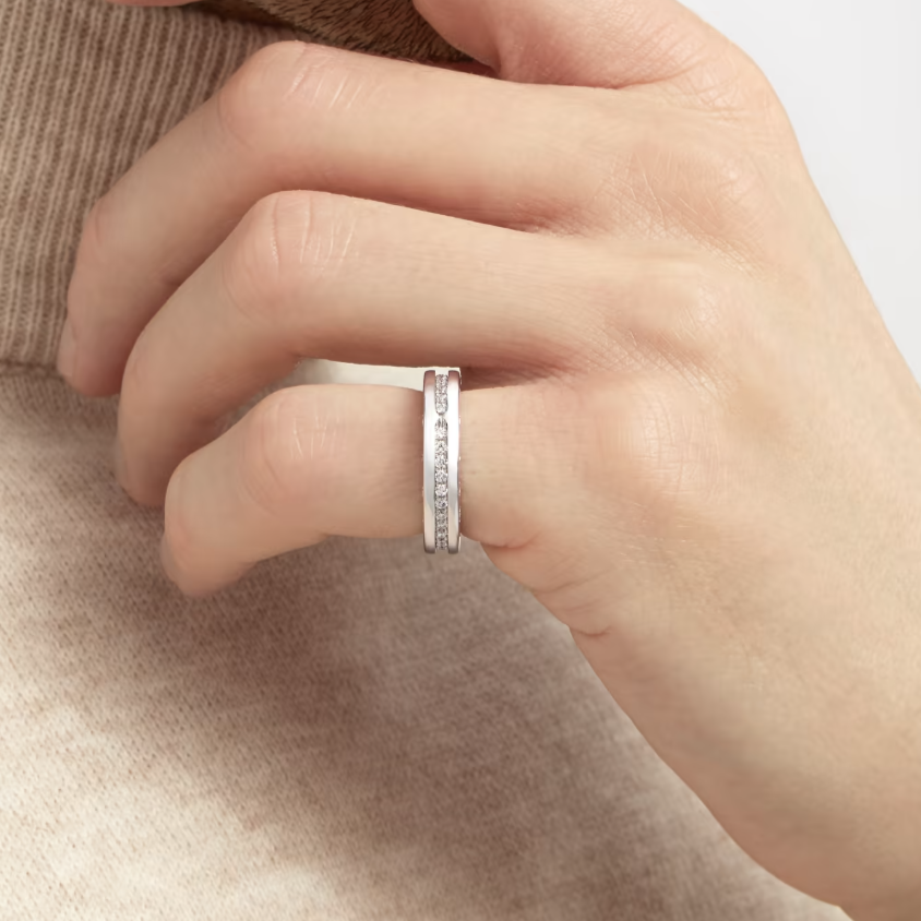 [Rosla Jewelry]ZERO 1 ONE-BAND PAVED DIAMONDS ON THE SPIRAL RING