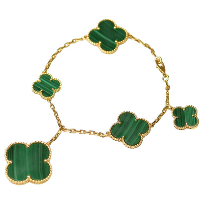 [Rosla Jewelry]MAGIC CLOVER MALACHITE GOLD BRACELET 5 MOTIFS