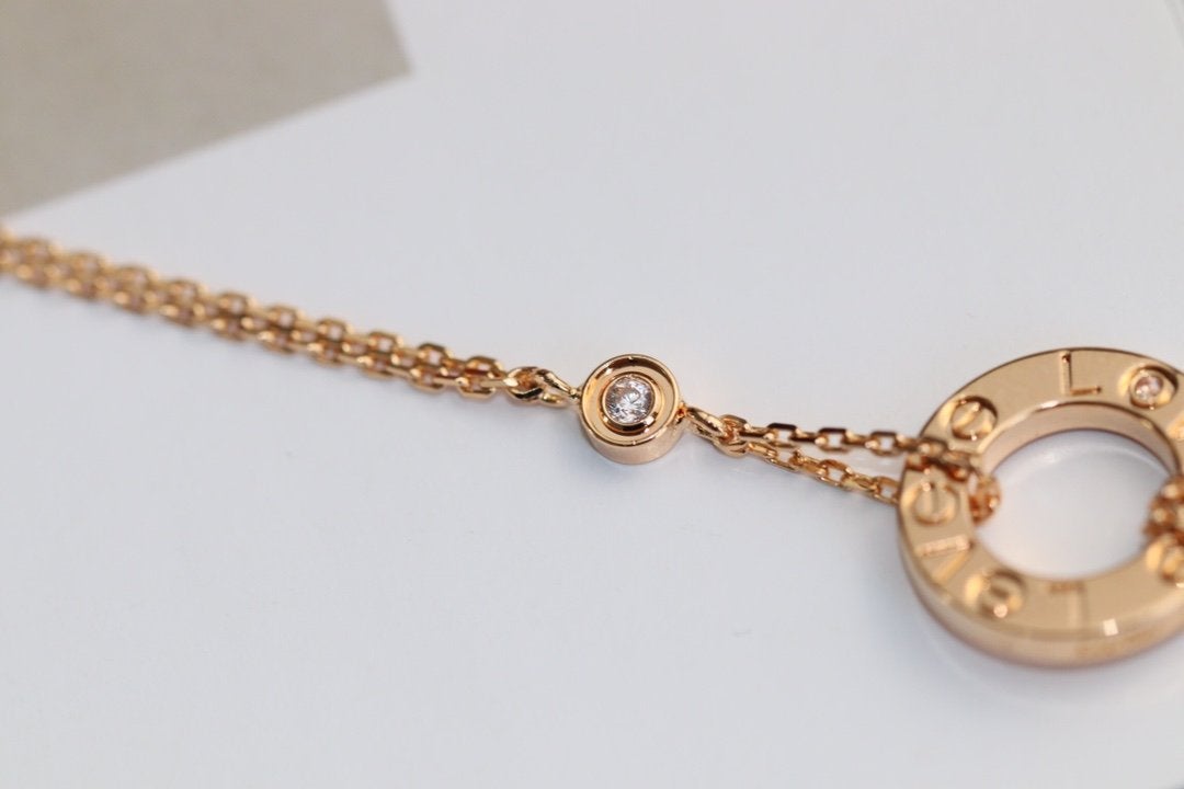 [Rosla Jewelry]LOVE NECKLACE ADJUSTABLE ROSE GOLD 2 DIAMOND