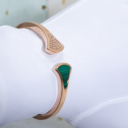 [Rosla Jewelry]DREAM BRACELET OPEN MALACHITE PINK GOLD