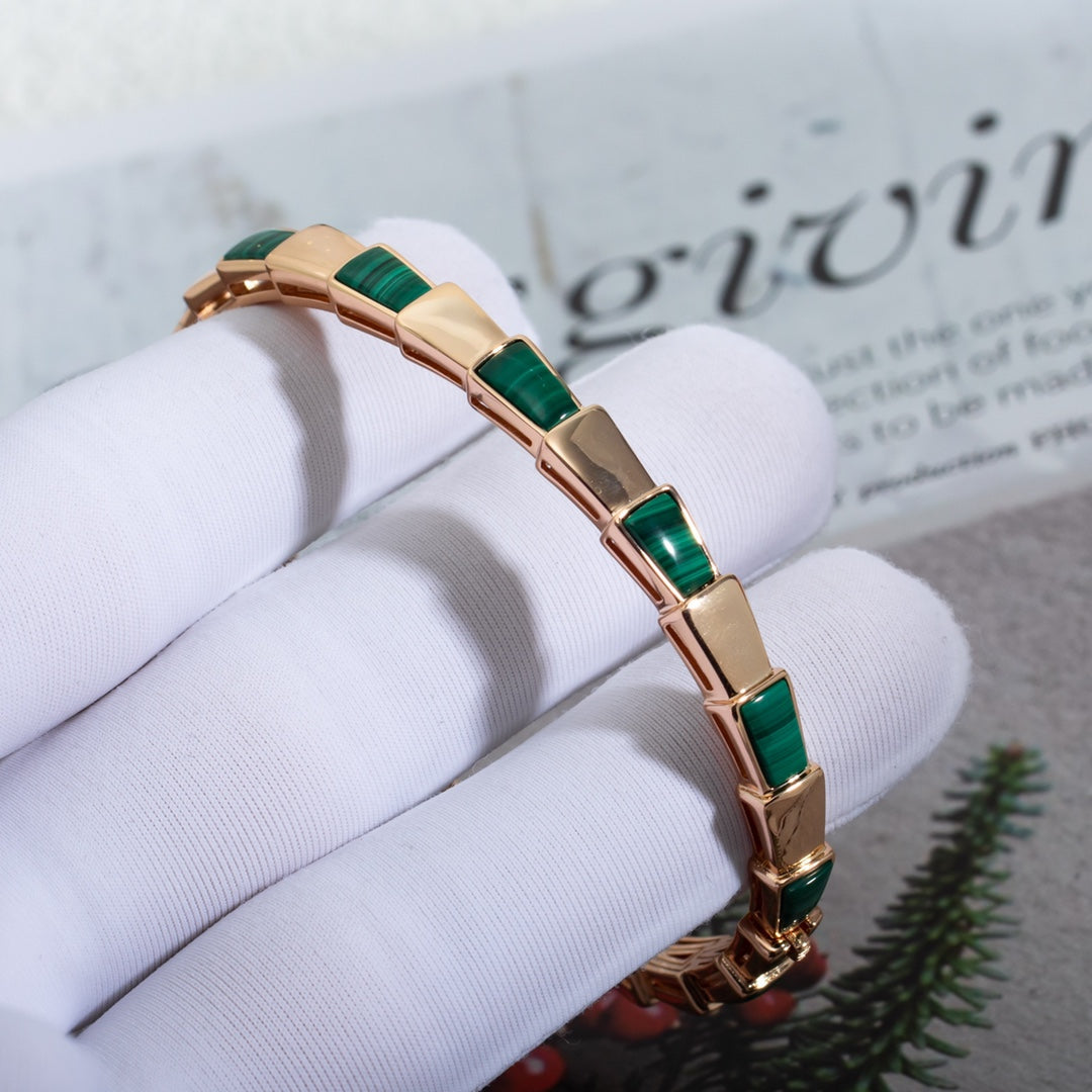 [Rosla Jewelry]SERPENTI BRACELET PINK GOLD MALACHITE