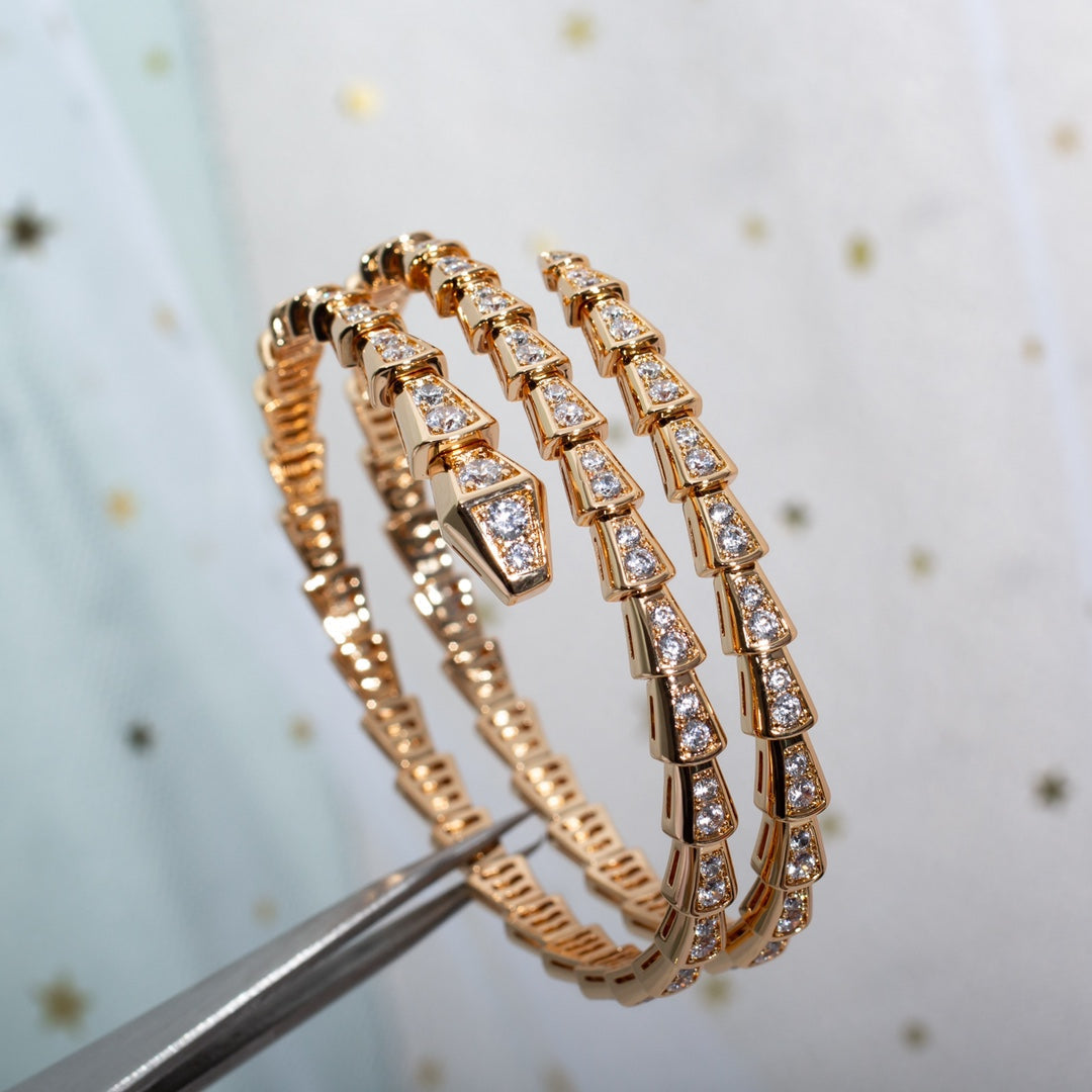 [Rosla Jewelry]SERPENTI BRACELET PINK GOLD DIAMOND DOUBLE ROW