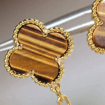 [Rosla Jewelry]CLOVER  2 MOTIF  TIGER EYE CARNELIAN EARRINGS