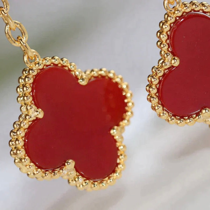 [Rosla Jewelry]CLOVER  2 MOTIF  TIGER EYE CARNELIAN EARRINGS