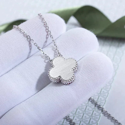 [Rosla Jewelry]CLOVER  15MM DIAMOND LASER NECKLACE SILVER