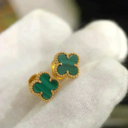 [Rosla Jewelry]CLOVER MINI 9.5MM MALACHITE  EARRINGS