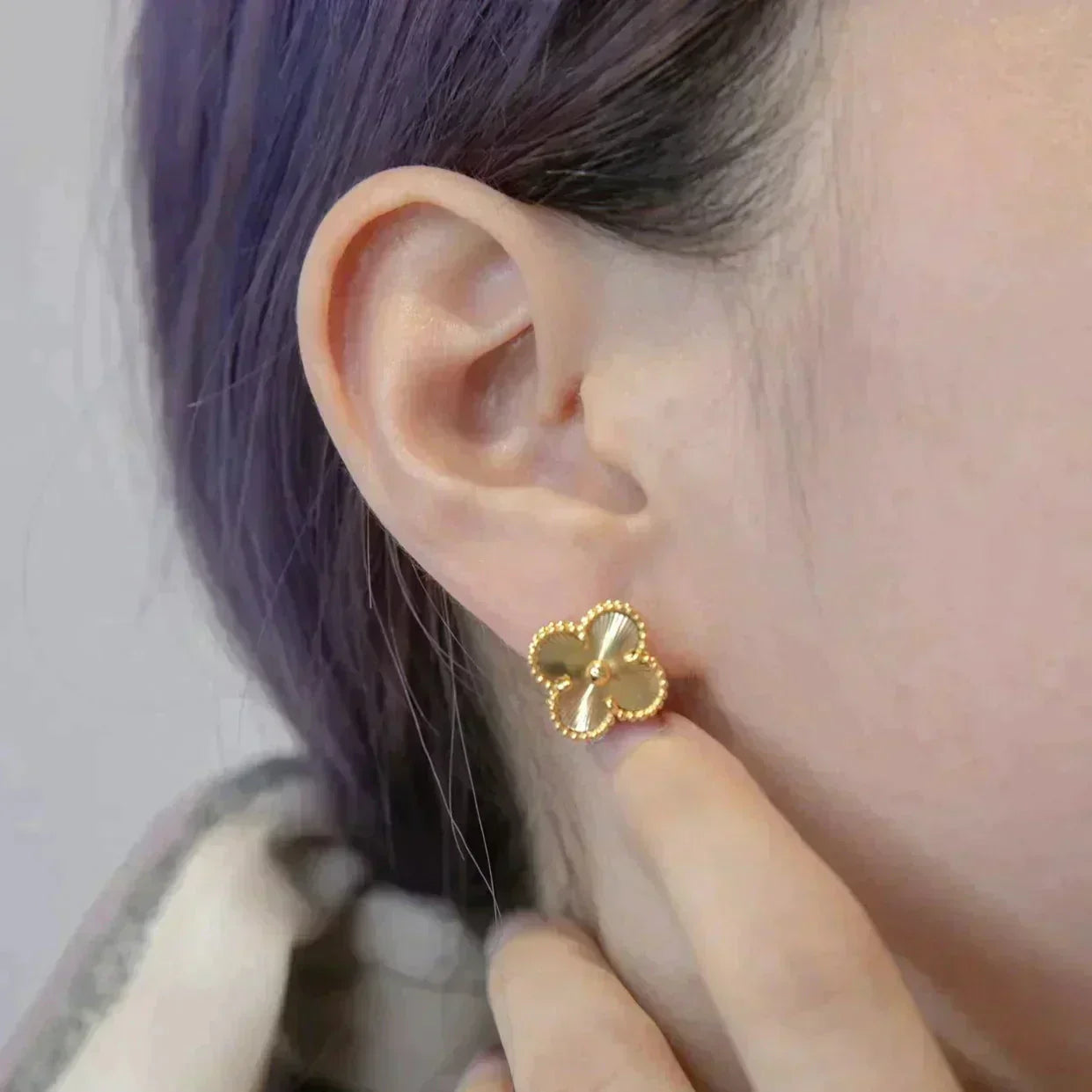 [Rosla Jewelry]CLOVER MEDIUM 1 MOTIFS LASER EARRINGS