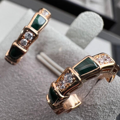 [Rosla Jewelry]SERPENTI MALACHITE PINK GOLD EARRINGS