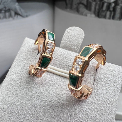 [Rosla Jewelry]SERPENTI MALACHITE PINK GOLD EARRINGS