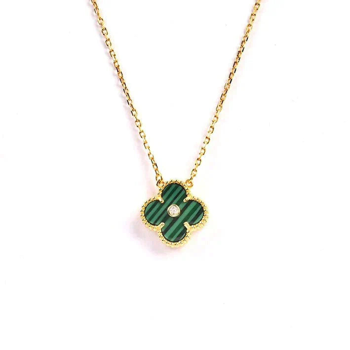 [Rosla Jewelry]CLOVER 15MM DIAMOND TURQUOISE NECKLACE