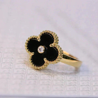 [Rosla Jewelry]CLOVER ONYX RING GOLD DIAMOND