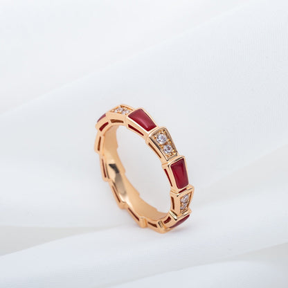 [Rosla Jewelry]SERPENTI RING PINK GOLD CARNELIAN DIAMOND 3MM