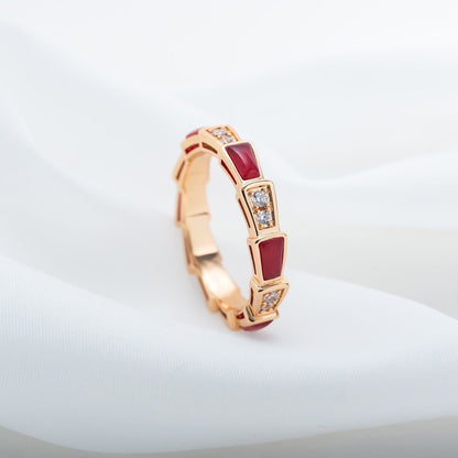 [Rosla Jewelry]SERPENTI RING PINK GOLD CARNELIAN DIAMOND 3MM