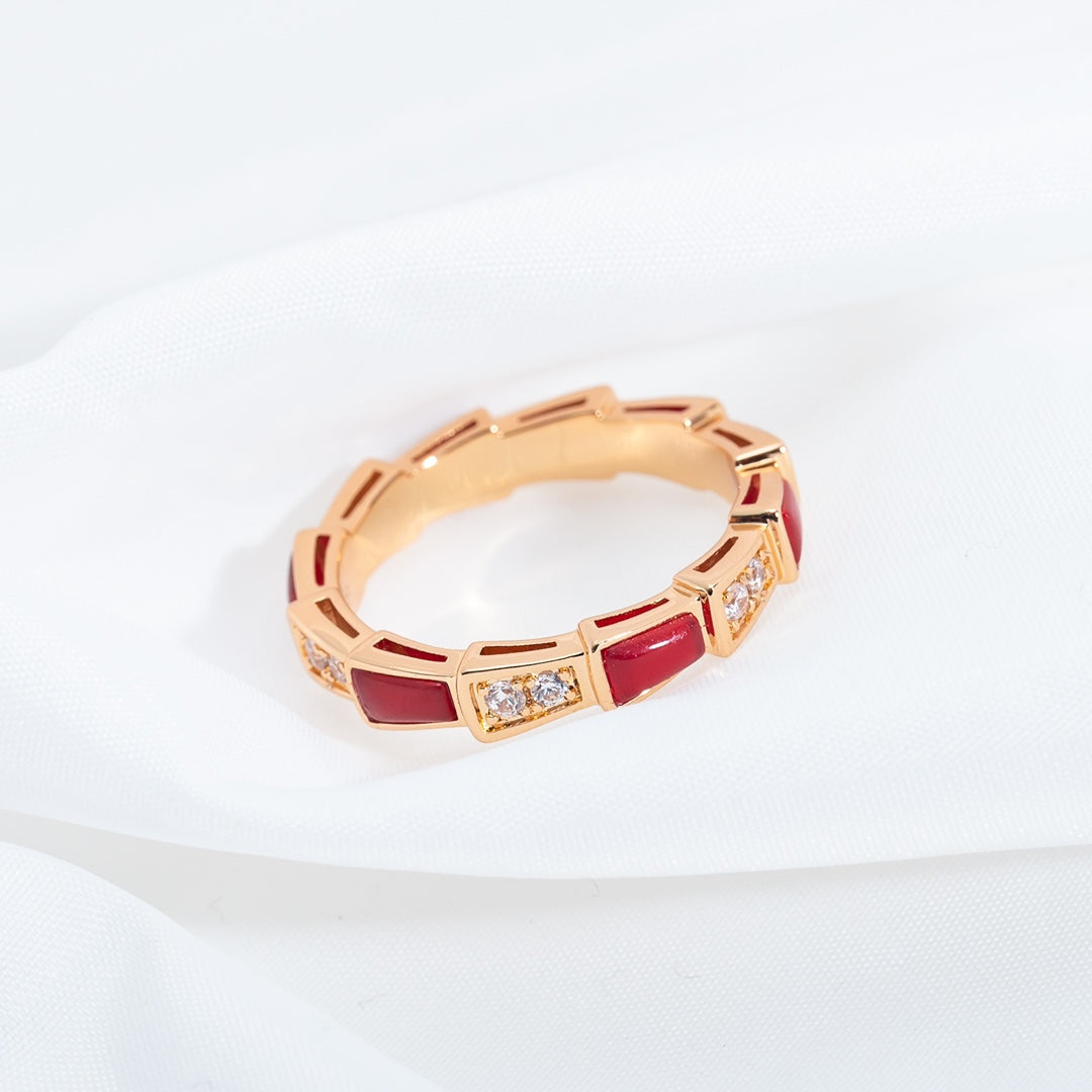 [Rosla Jewelry]SERPENTI RING PINK GOLD CARNELIAN DIAMOND 3MM