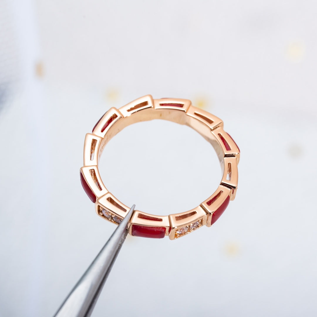 [Rosla Jewelry]SERPENTI RING PINK GOLD CARNELIAN DIAMOND 3MM