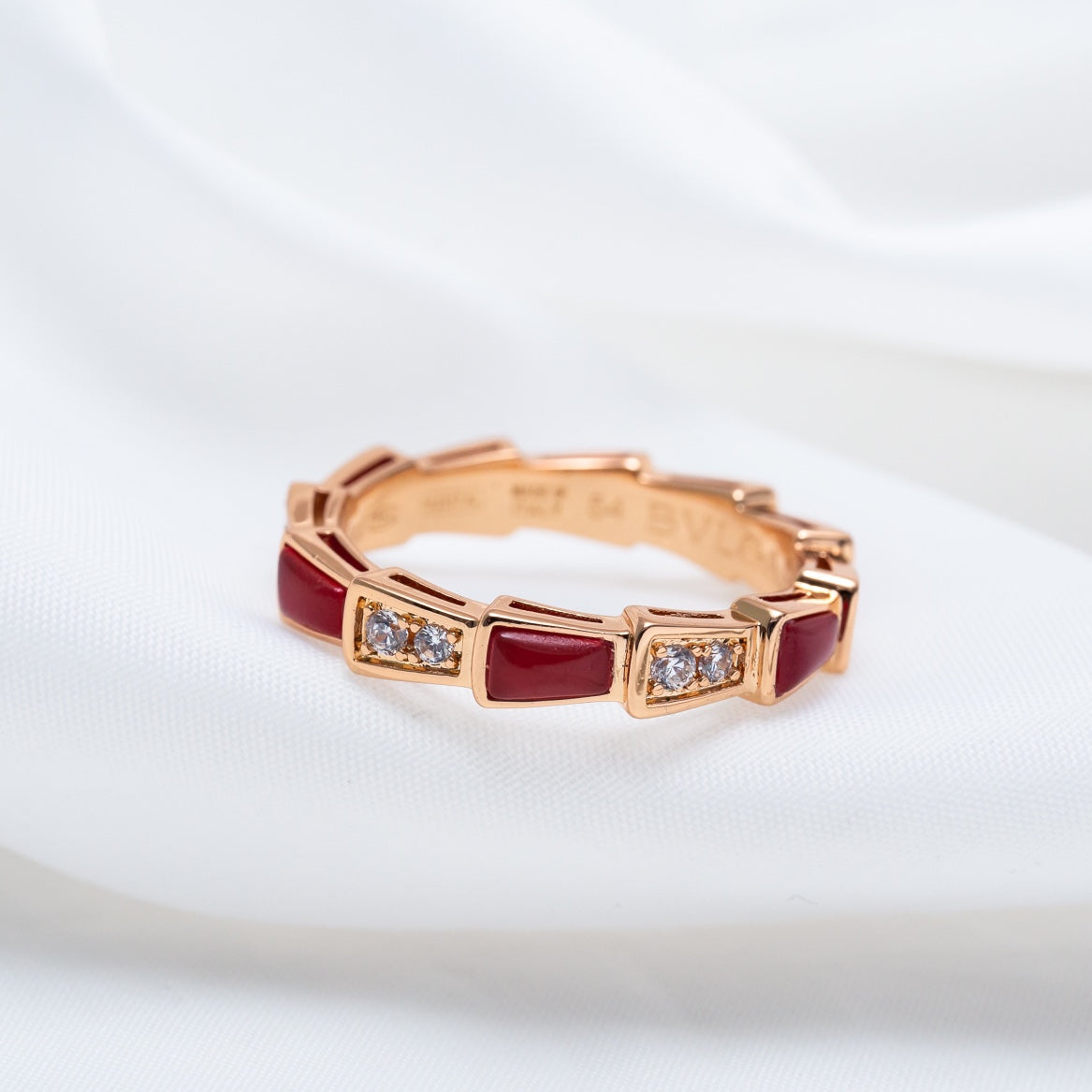 [Rosla Jewelry]SERPENTI RING PINK GOLD CARNELIAN DIAMOND 3MM