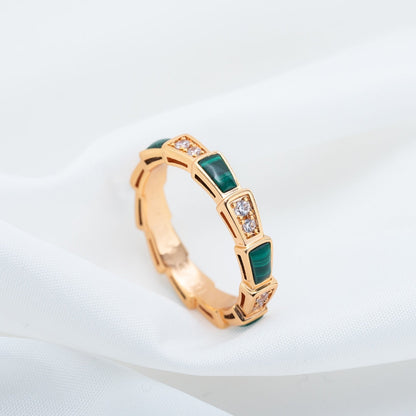 [Rosla Jewelry]SERPENTI RING PINK GOLD MALACHITE DIAMOND 3MM