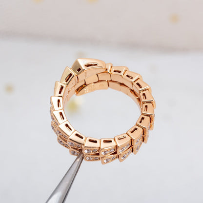 [Rosla Jewelry]SERPENTI RING PINK GOLD DIAMOND DOUBLE ROW