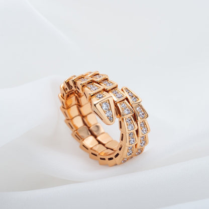 [Rosla Jewelry]SERPENTI RING PINK GOLD DIAMOND DOUBLE ROW