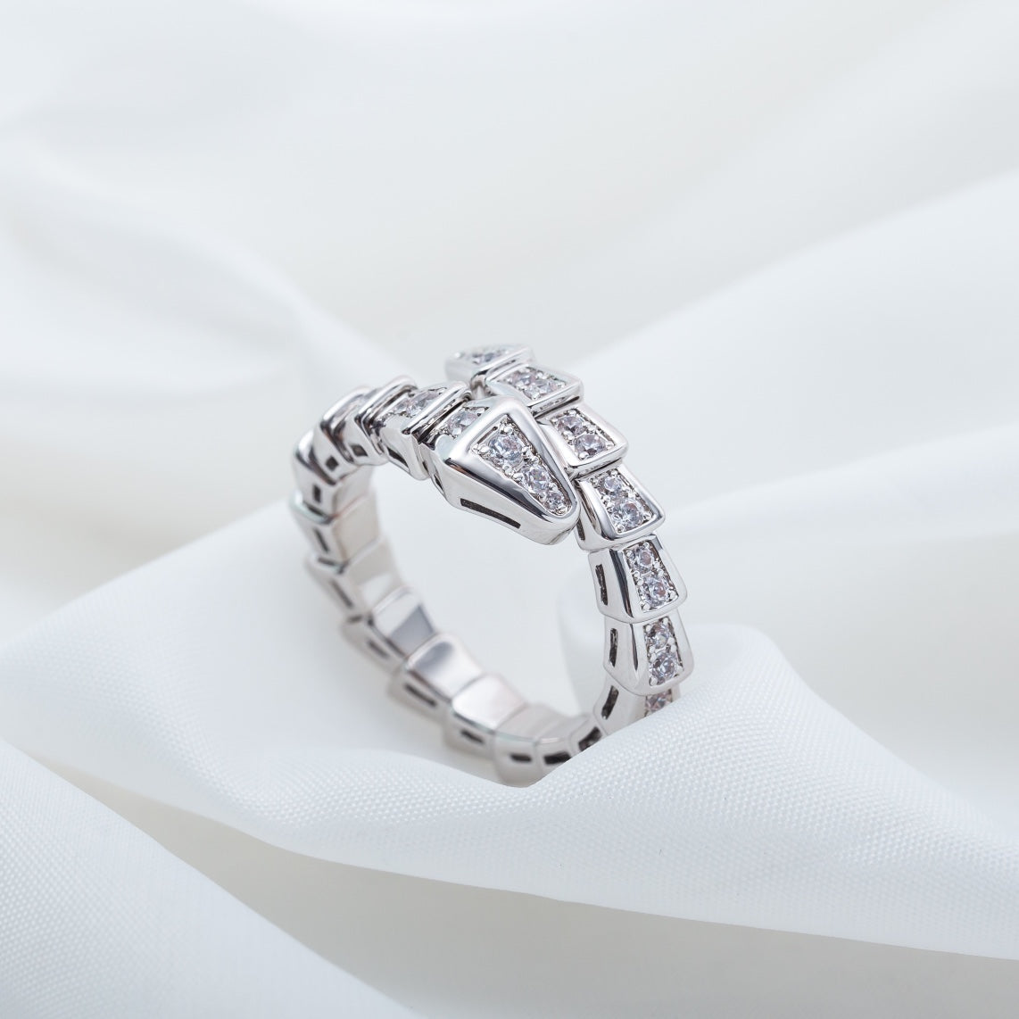 [Rosla Jewelry]SERPENTI RING SILVER DIAMOND PAVED 4MM