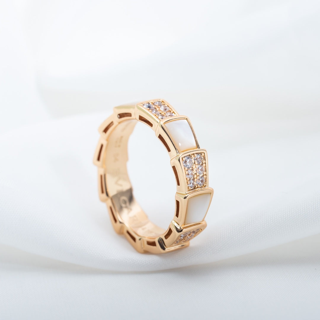 [Rosla Jewelry]SERPENTI RING PINK GOLD MOP DIAMOND PAVED 4MM