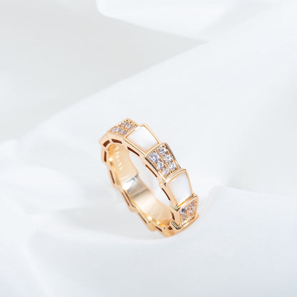 [Rosla Jewelry]SERPENTI RING PINK GOLD MOP DIAMOND PAVED 4MM