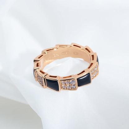 [Rosla Jewelry]SERPENTI RING PINK GOLD BLACK MOP DIAMOND PAVED 4MM