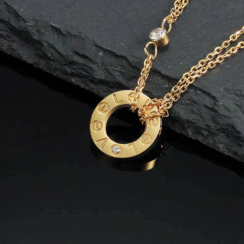 [Rosla Jewelry]LOVE NECKLACE 16MM 2 DIAMONDS