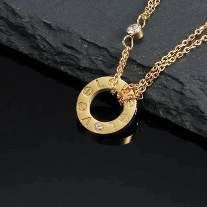 [Rosla Jewelry]LOVE NECKLACE 16MM 2 DIAMONDS