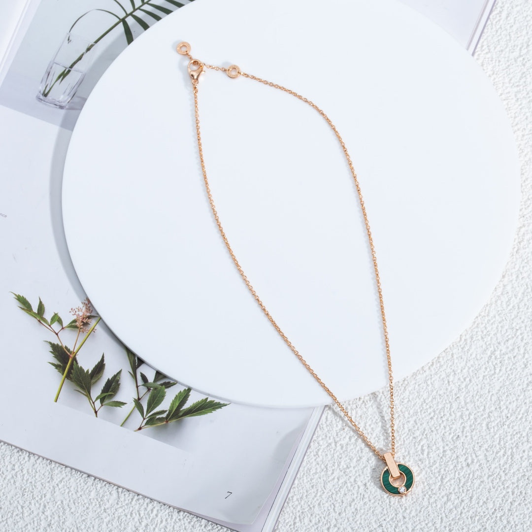 [Rosla Jewelry]GARI NECKLACE PINK GOLD MALACHITE