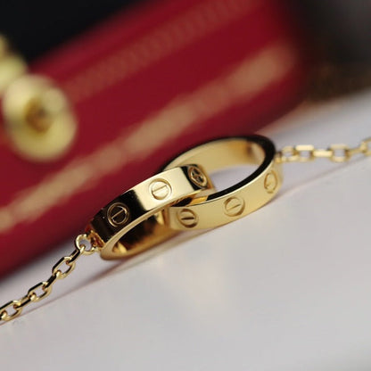 [Rosla Jewelry]LOVE NECKLACE DOUBLE RING GOLD