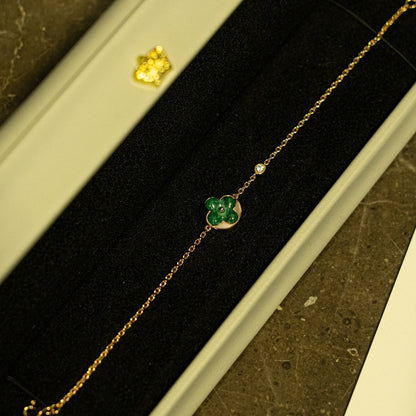 [Rosla Jewelry]SUN MALACHITE 1 DIAMOND PINK GOLD BRACELET