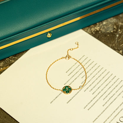 [Rosla Jewelry]SUN MALACHITE 1 DIAMOND PINK GOLD BRACELET