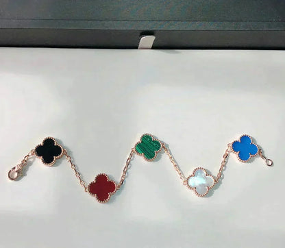 [Rosla Jewelry]CLOVER 5 MOTIFS MULTICOLOR  BRACELET