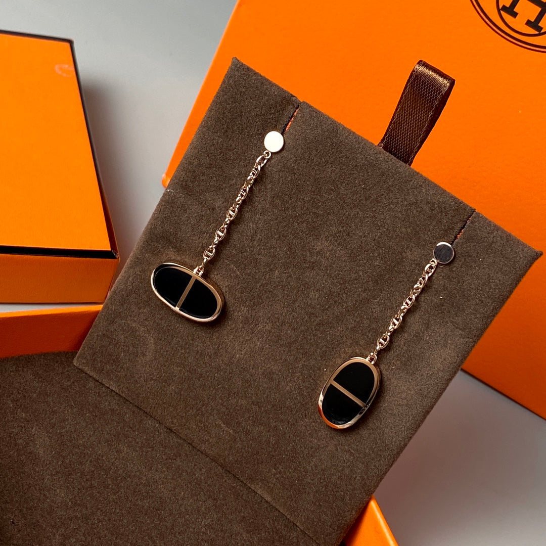 [Rosla Jewelry]CHAINE VERSO BLACK CERAMIC EARRINGS