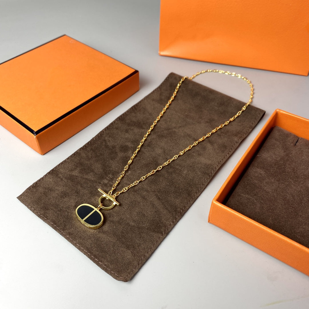 [Rosla Jewelry]CHAINE VERSO BLACK CERAMIC NECKLACE