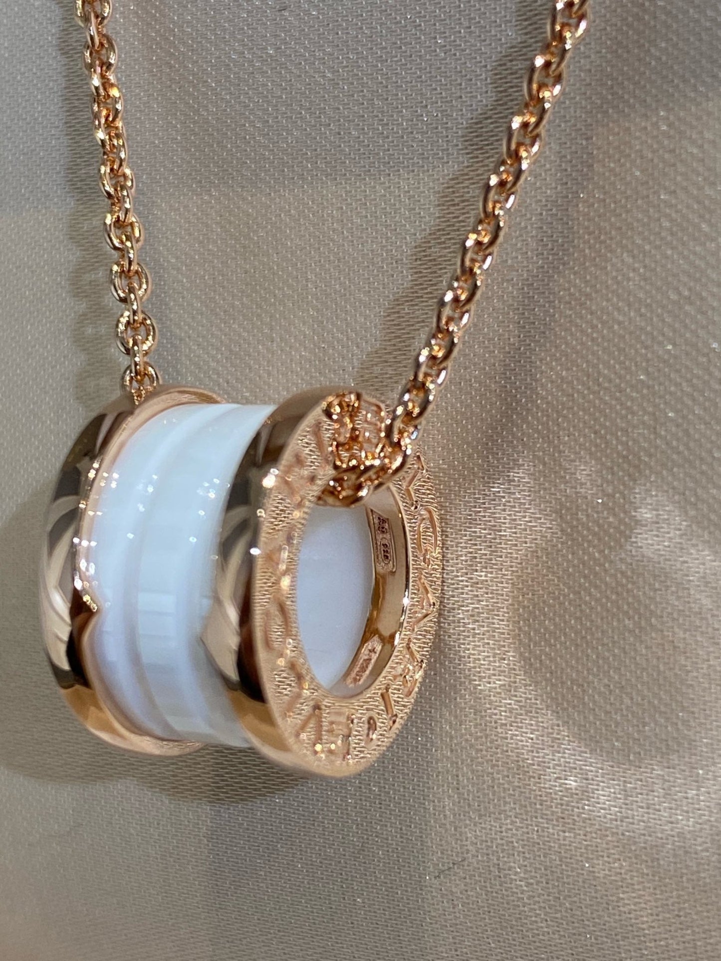 [Rosla Jewelry]ZERO 1 WHITE CERAMIC PINK GOLD NECKLACE