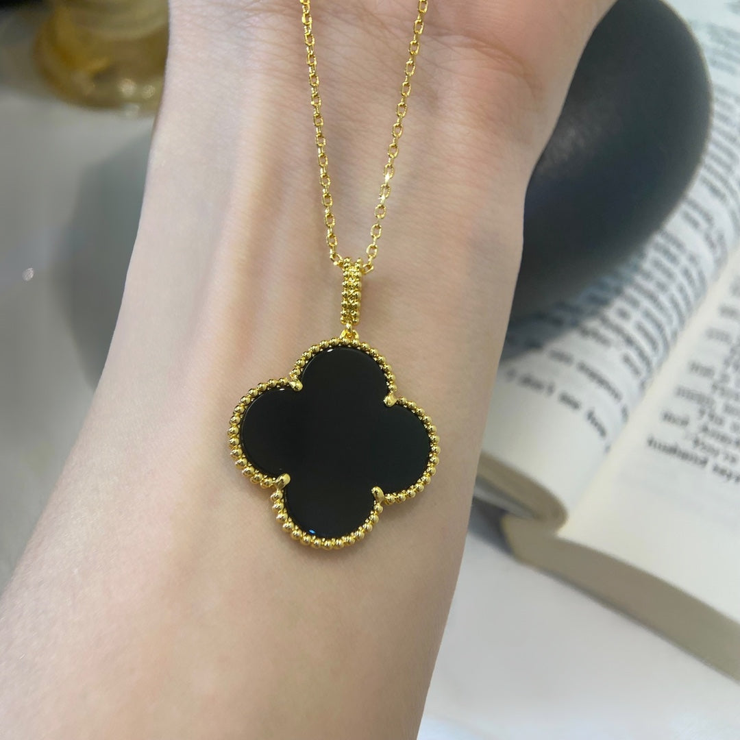 [Rosla Jewelry]CLOVER 25MM NECKLACE GOLD ONYX