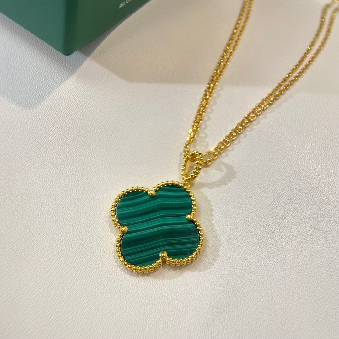 [Rosla Jewelry]CLOVER 25MM MALACHITE GOLD NECKLACE