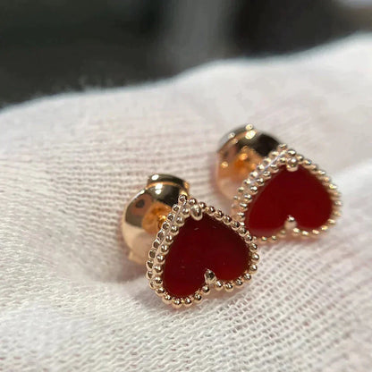 [Rosla Jewelry]HEART CARNELIAN STUD EARRINGS