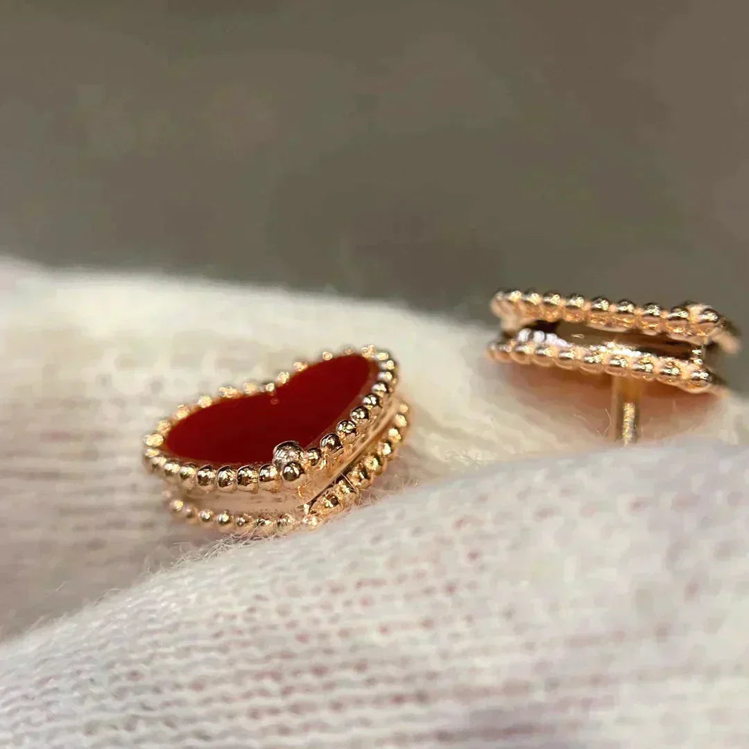 [Rosla Jewelry]HEART CARNELIAN STUD EARRINGS