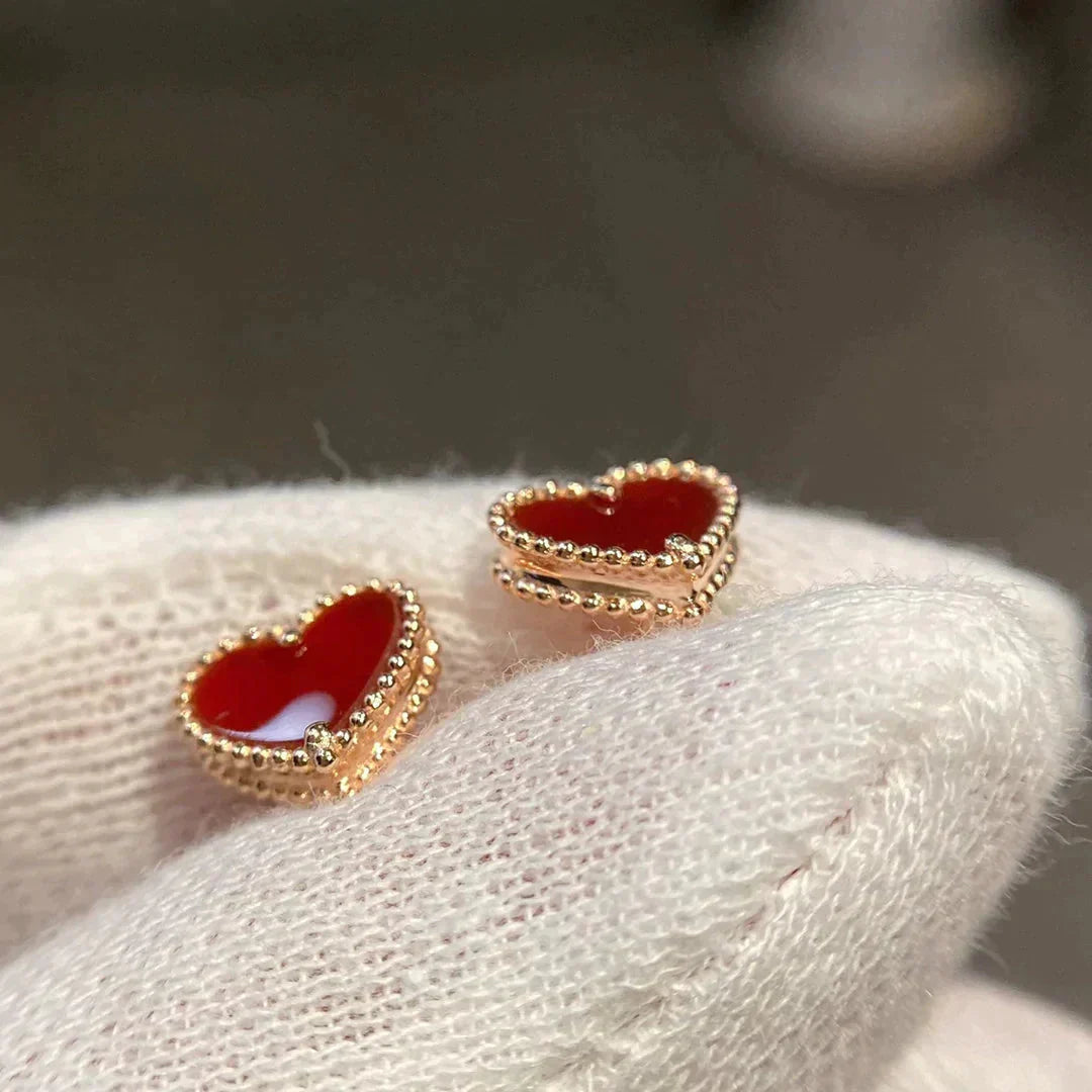 [Rosla Jewelry]HEART CARNELIAN STUD EARRINGS