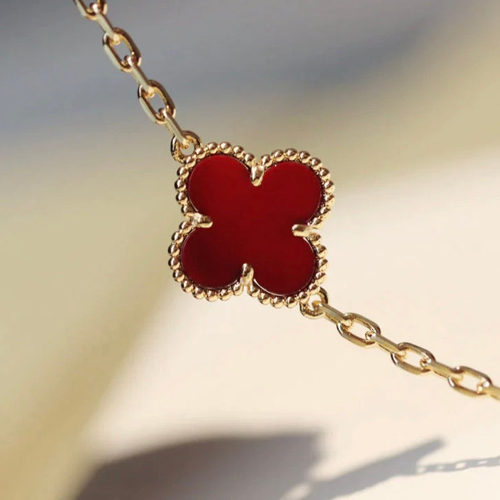 [Rosla Jewelry]CLOVER 20 MOTIFS CARNELIAN NECKLACE