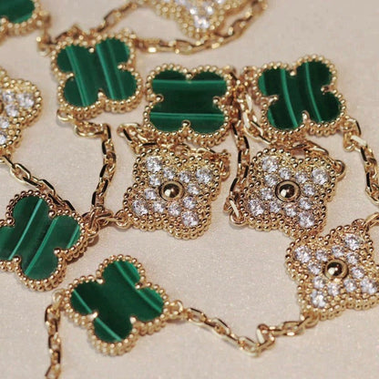 [Rosla Jewelry]CLOVER 20 MOTIFS MALACHITE DIAMOND NECKLACE