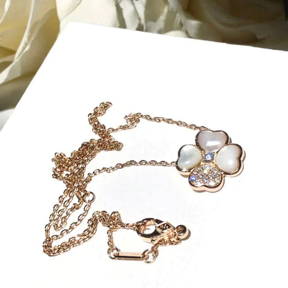 [Rosla Jewelry]CLOVER MOP DIAMOND ROSE GOLD NECKLACE