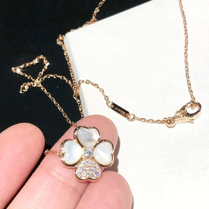 [Rosla Jewelry]CLOVER MOP DIAMOND ROSE GOLD NECKLACE