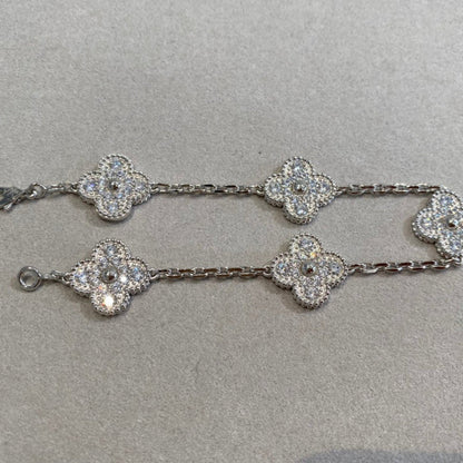 [Rosla Jewelry]CLOVER 5 MOTIFS  DIAMOND BRACELET SILVER