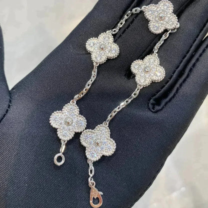 [Rosla Jewelry]CLOVER 5 MOTIFS  DIAMOND BRACELET SILVER