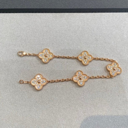 [Rosla Jewelry]CLOVER 5 MOTIFS  FULL DIAMOND BRACELET