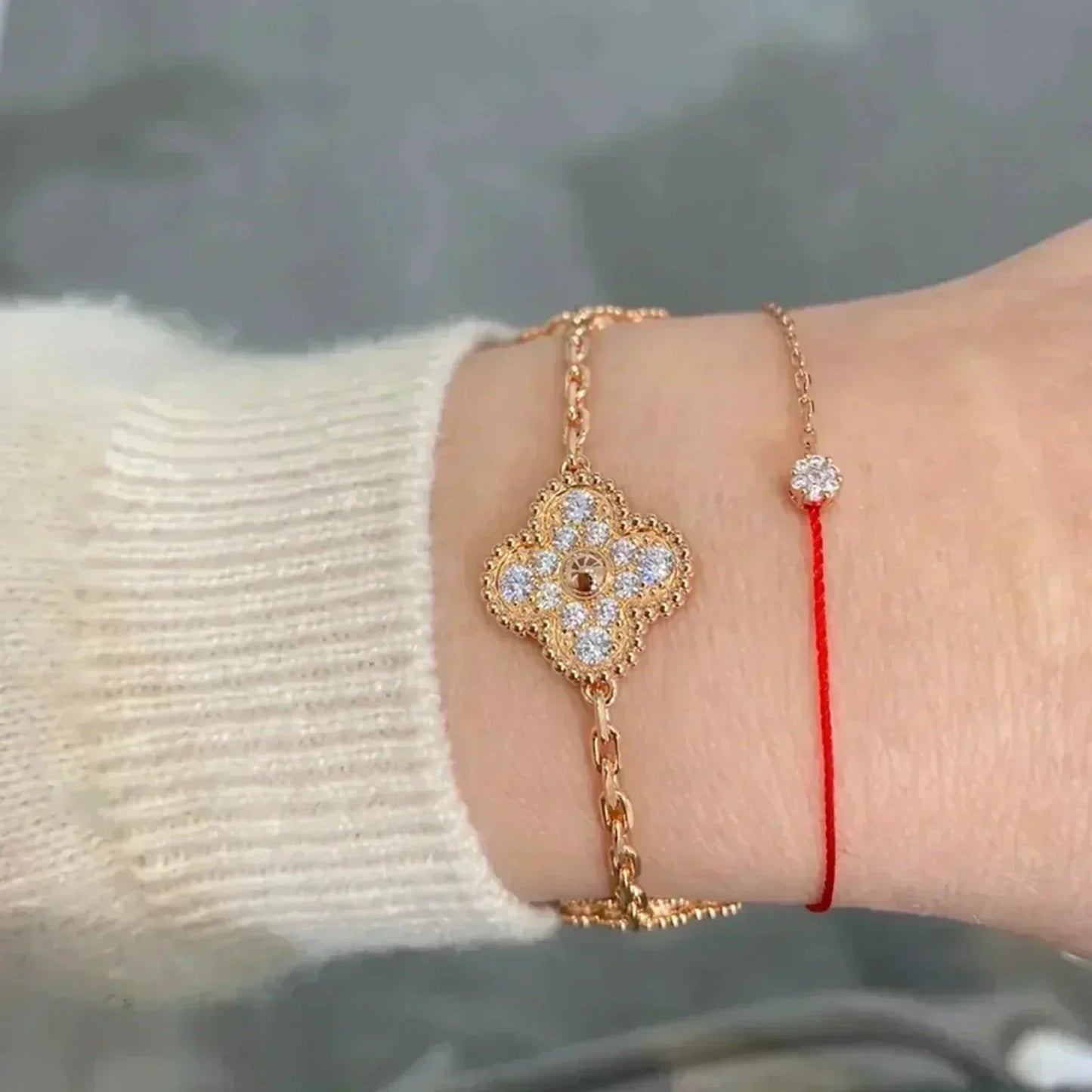 [Rosla Jewelry]CLOVER 5 MOTIFS  FULL DIAMOND BRACELET